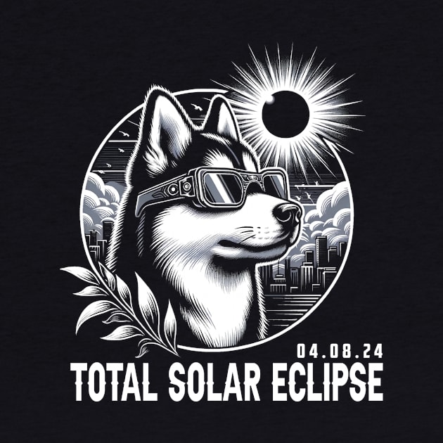 Solar Eclipse Siberian Huskies: Chic Tee with Majestic Northern Breeds by ArtByJenX